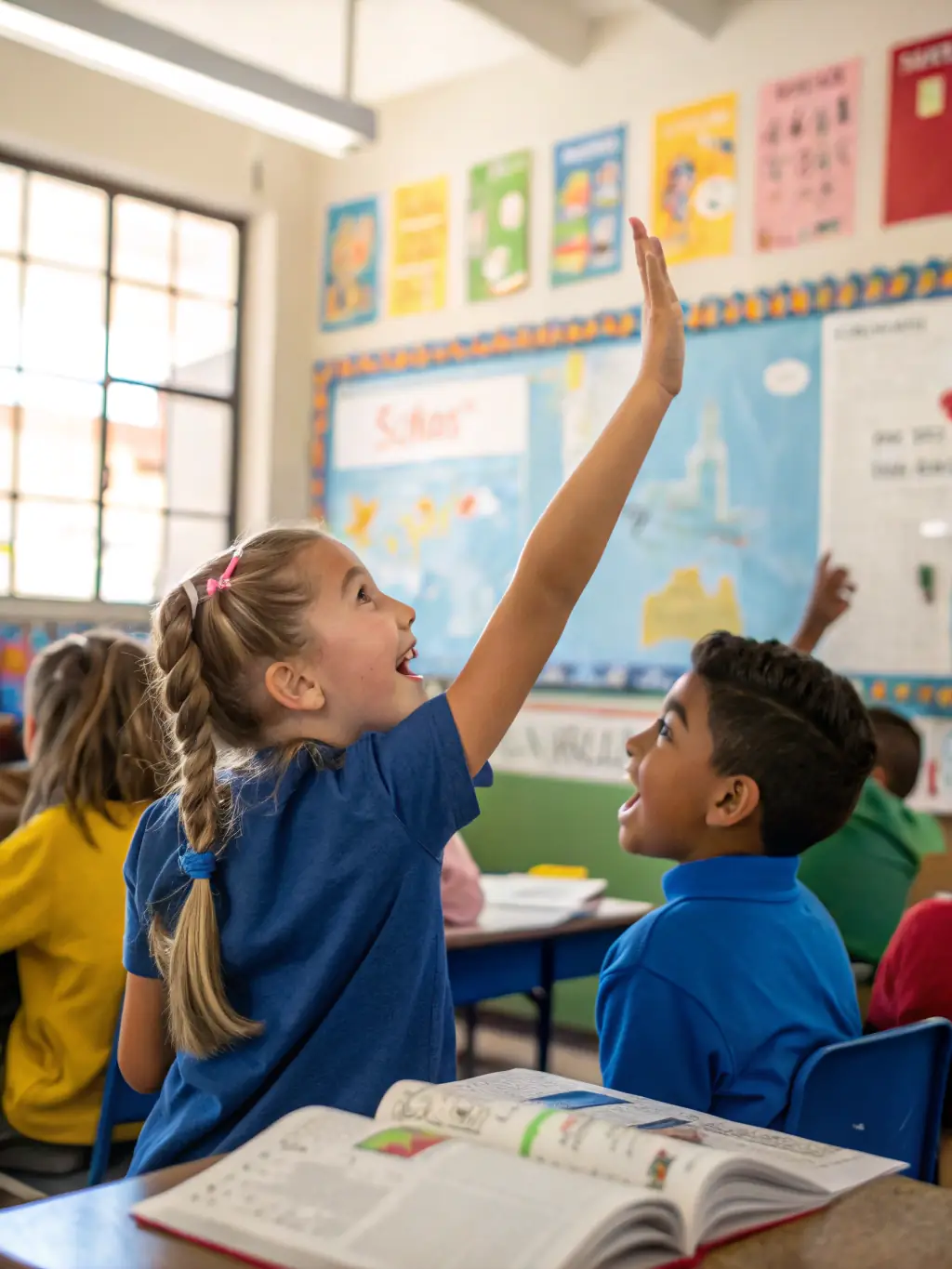 A group of local school children participating in an educational workshop about the history of the Manoir de Goaz Froment.